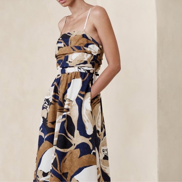 Banana Republic Factory Dresses & Skirts - Banana Republic Poplin Gathered Midi Dress Printed 8 New